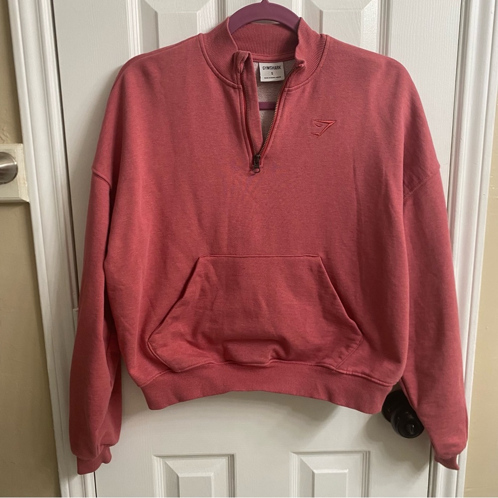 GYMSHARK Coral Quarter-Zip Sweater Size Small